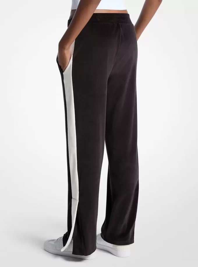 Spodnie dresowe w paski z weluru