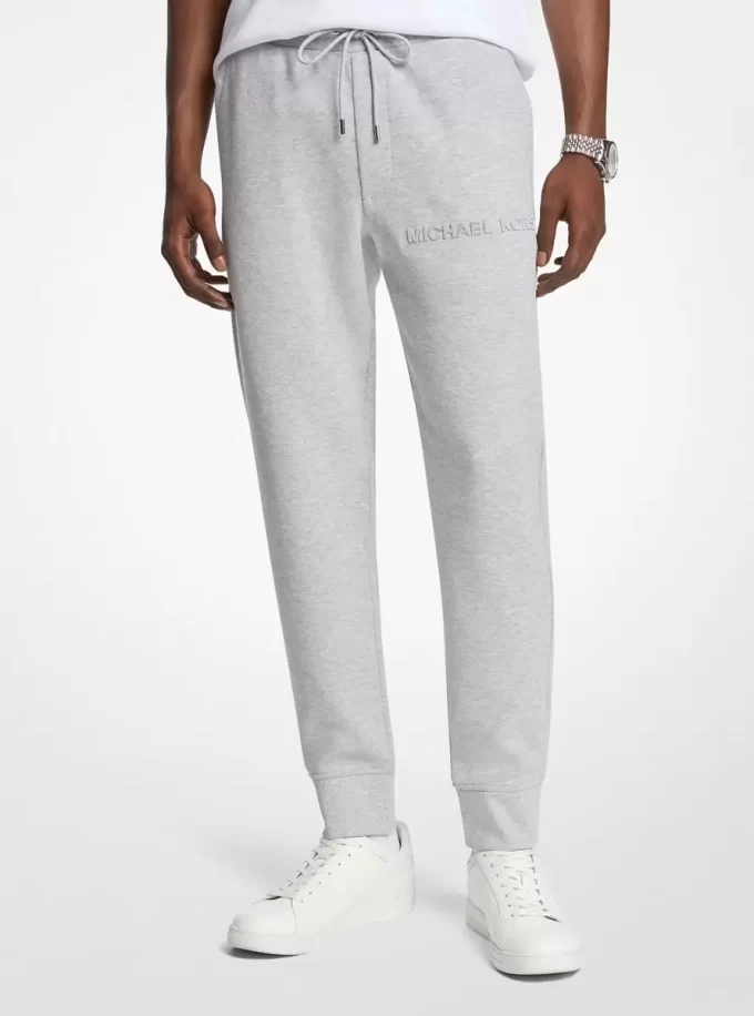 Spodnie dresowe z mieszanki bawełny z wytłoczonym logo