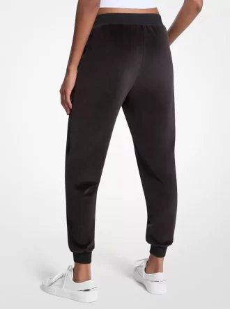 Spodnie dresowe z weluru z ozdobnym logo