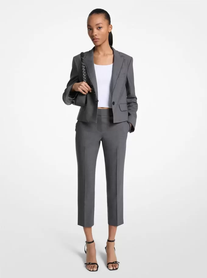 Spodnie z elastycznej wełny o skróconym kroju