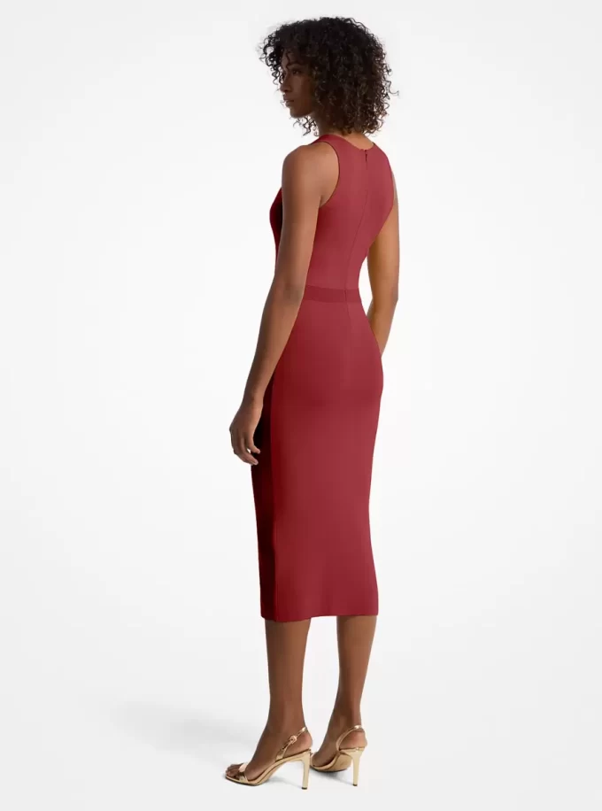 Sukienka midi z mieszanki wiskozy i stretchu