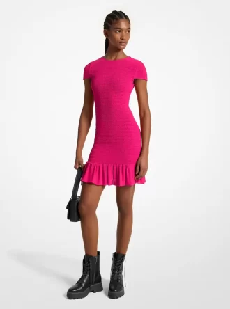 Sukienka mini z marszczeniami z żorżety