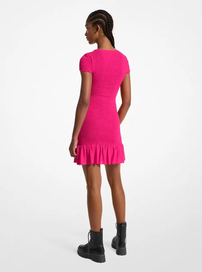 Sukienka mini z marszczeniami z żorżety