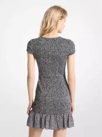 Sukienka mini z nadrukiem w panterkę