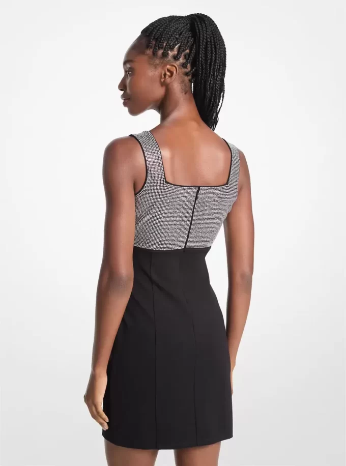 Sukienka mini z wiskozy ze streczem i zdobieniami