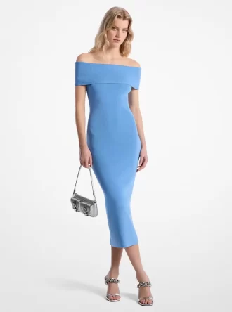 Sukienka z dzianiny elastycznej z odkrytymi ramionami