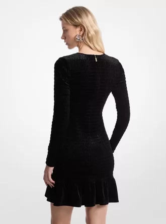 Sukienka z elastycznego aksamitu z marszczeniami