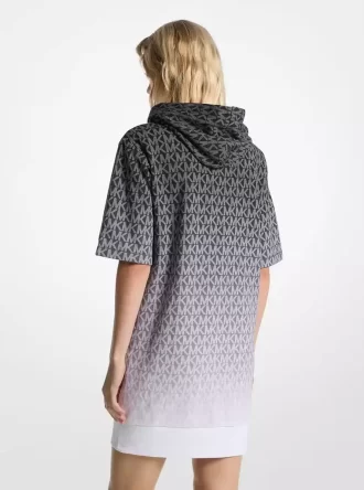 Sukienka z kapturem i logo Ombré z bawełny frotte