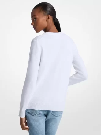 Sweter z mieszanki bawełny z frędzlami i serduszkami