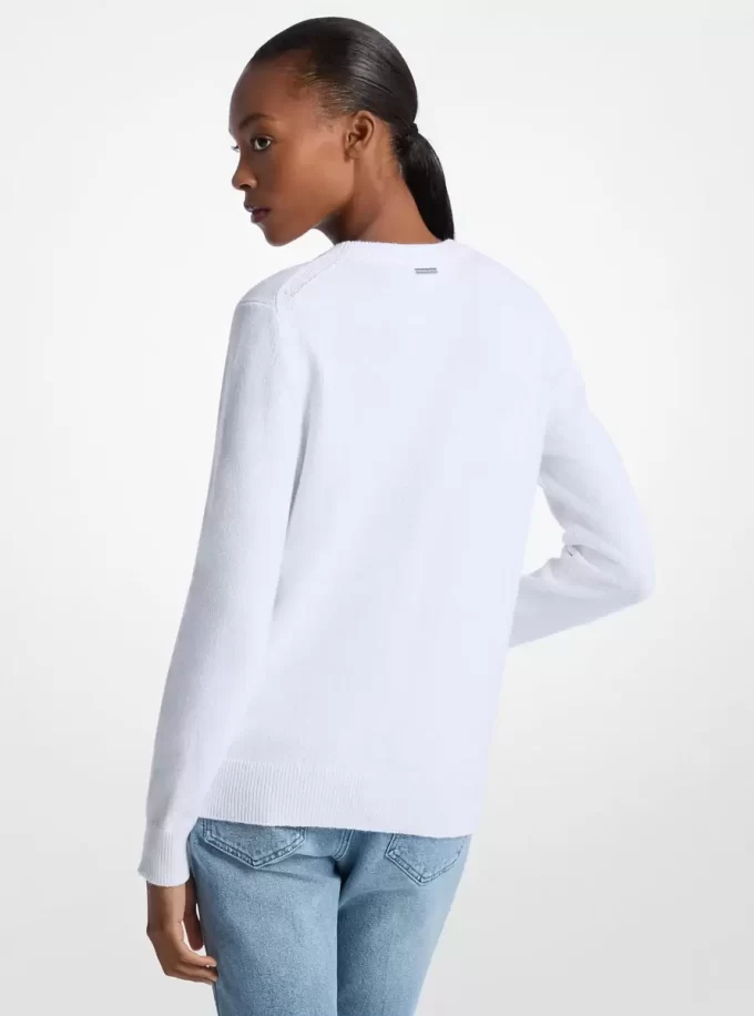 Sweter z mieszanki bawełny z frędzlami i serduszkami