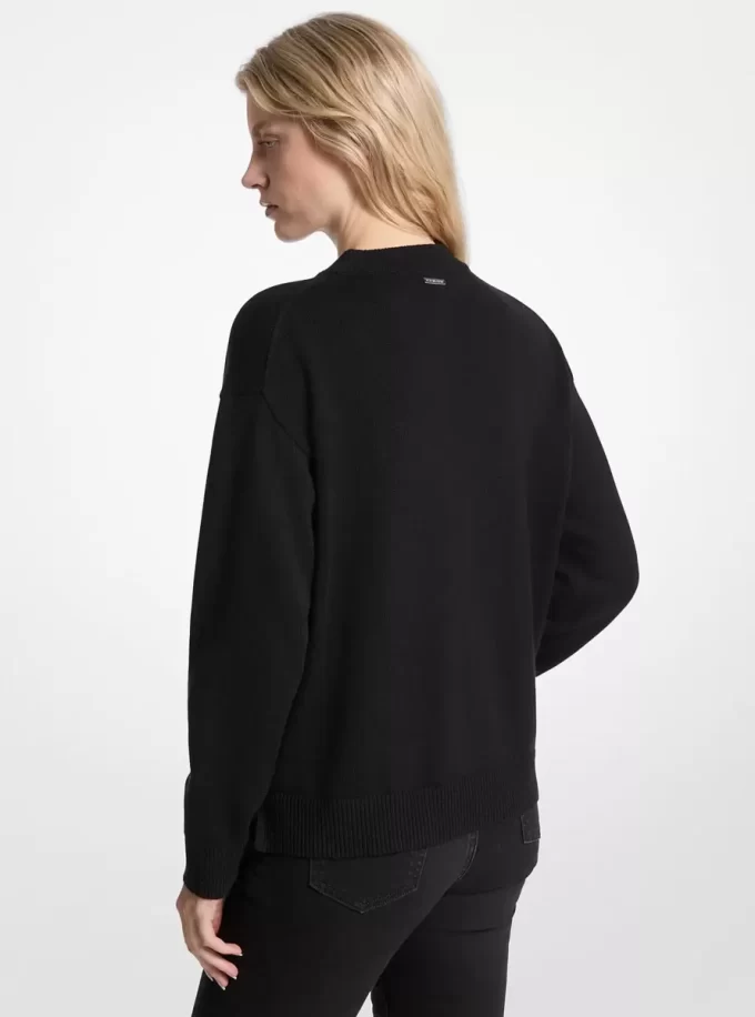 Sweter z mieszanki bawełny z ozdobnym logo