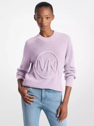 Sweter z mieszanki bawełny z plecionym logo