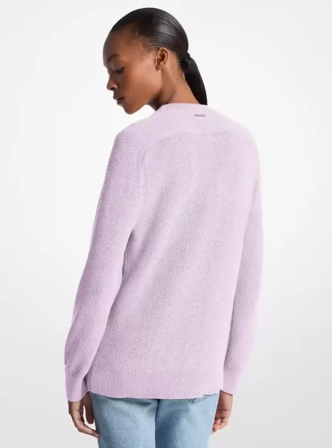 Sweter z mieszanki bawełny z plecionym logo