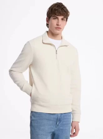 Sweter z mieszanki bawełny z zamkiem do połowy