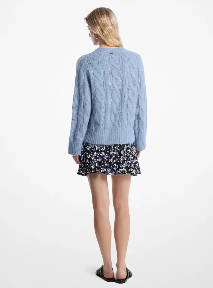 Sweter z mieszanki nylonu i alpaki o splocie kablowym