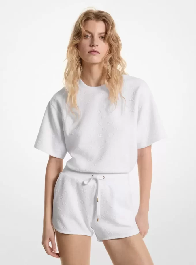 Szorty z dzianiny żakardowej z logo