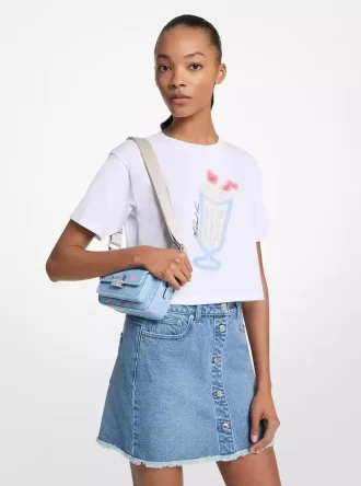 T-shirt z bawełny z cekinami i grafiką