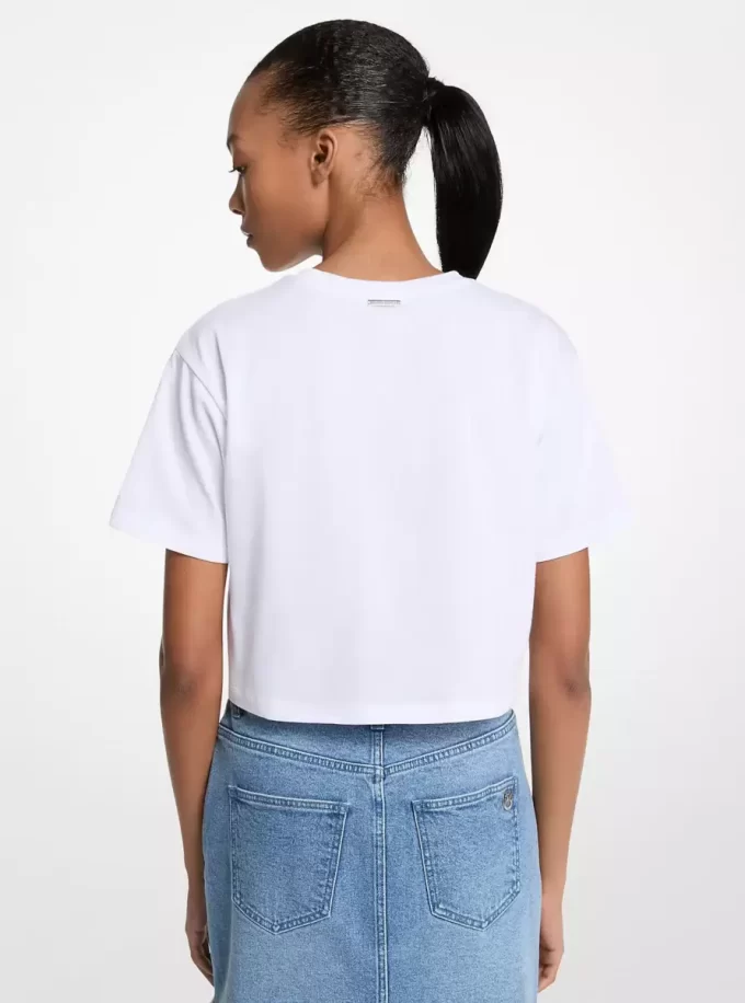 T-shirt z bawełny z cekinami i grafiką T-shirt z bawełny z cekinami i grafiką