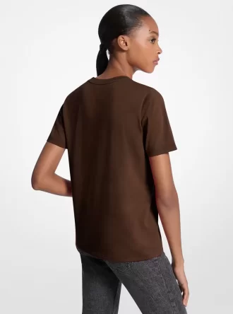 T-shirt z bawełny z cekinowym logo