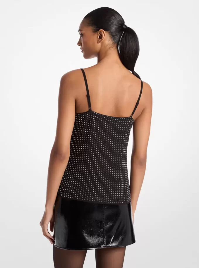 Top na ramiączkach z żorżety z kryształkami