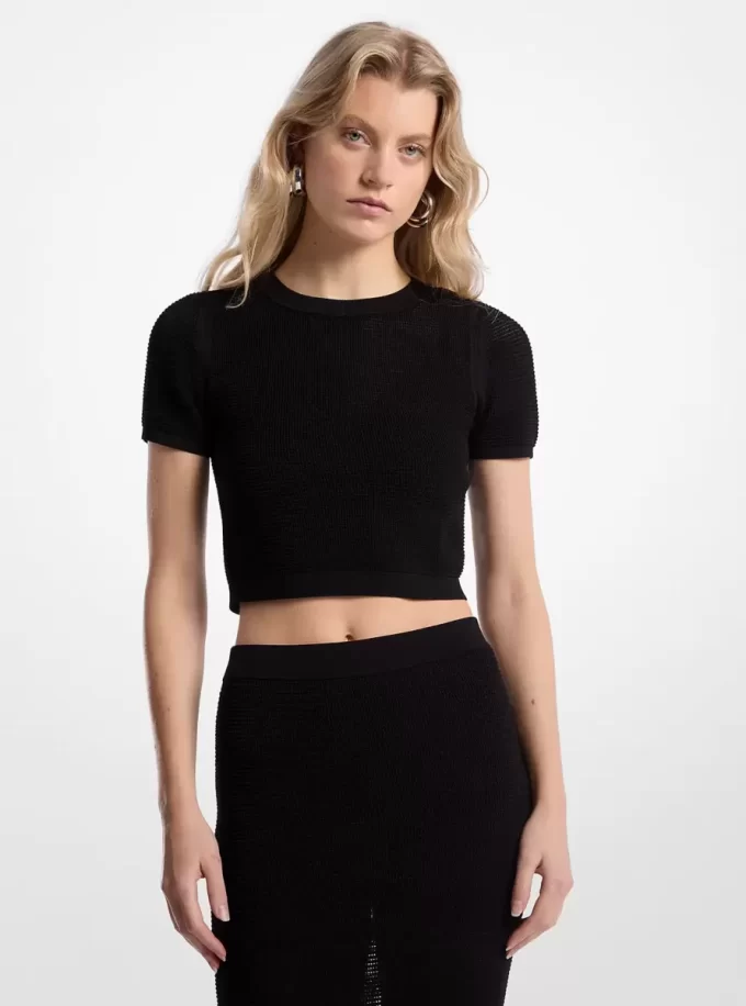 Top warstwowy z mieszanki wiskozy, szydełkowany