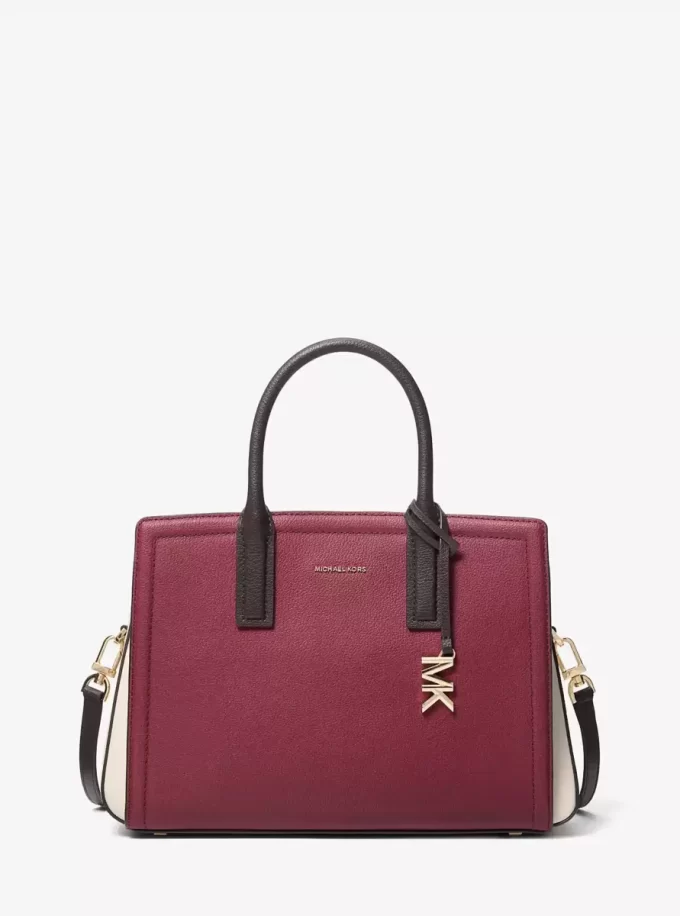Torba Laila Medium Color-Block Pebbled Leather Satchel