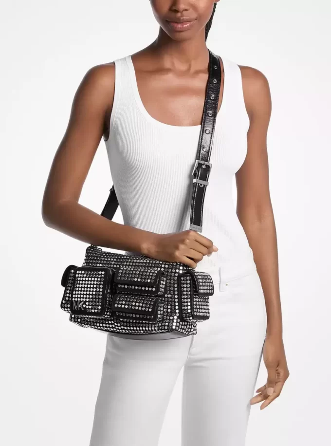 Torba na ramię Dakota Medium z zamszu z ćwiekami