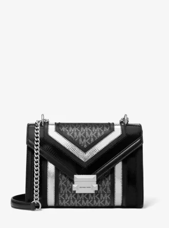 Torba na ramię Whitney Medium Signature Logo i metaliczna