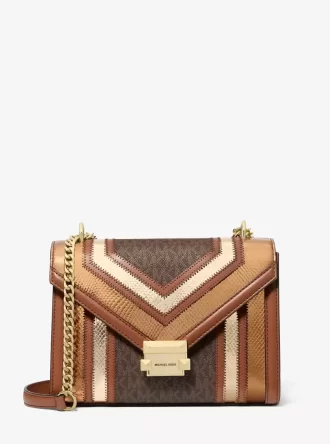 Torba na ramię Whitney Medium Signature Logo i metaliczna