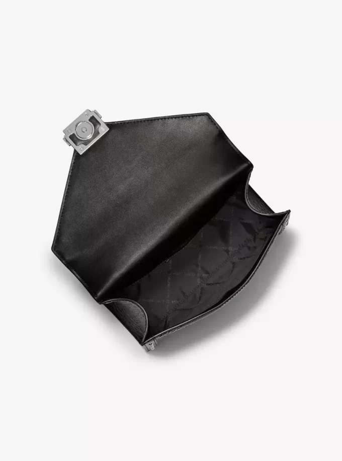 Torba na ramię Whitney Medium Signature Logo z nadrukiem w panterkę z cielęcej sierści