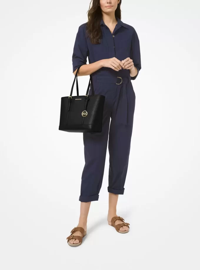 Torba podróżna Jet Set Travel Small ze skóry saffiano z zamkiem błyskawicznym od góry