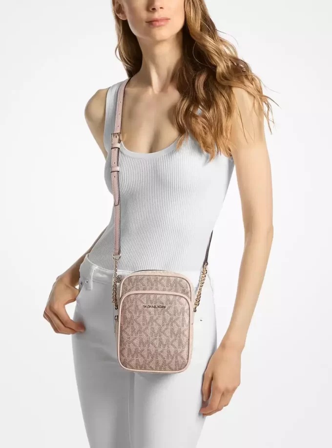 Torba typu crossbody Jet Set Medium Metallic Signature Logo