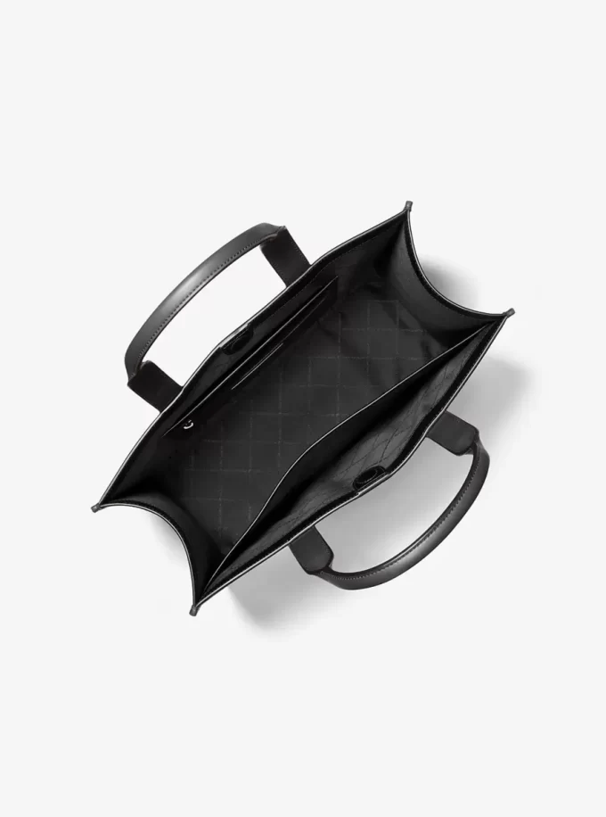 Torba typu tote z wytłoczonym logo Coopera ze skóry groszkowanej