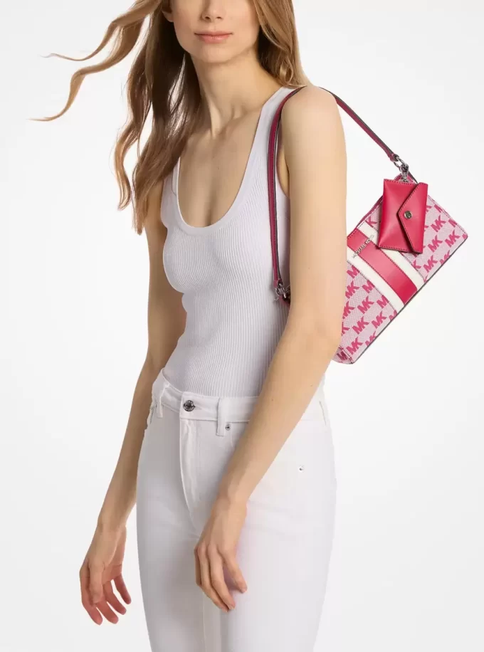 Vincent Średniej wielkości żakardowa torebka z logo i etui na karty Vincent Średniej wielkości żakardowa torebka z logo i etui na karty