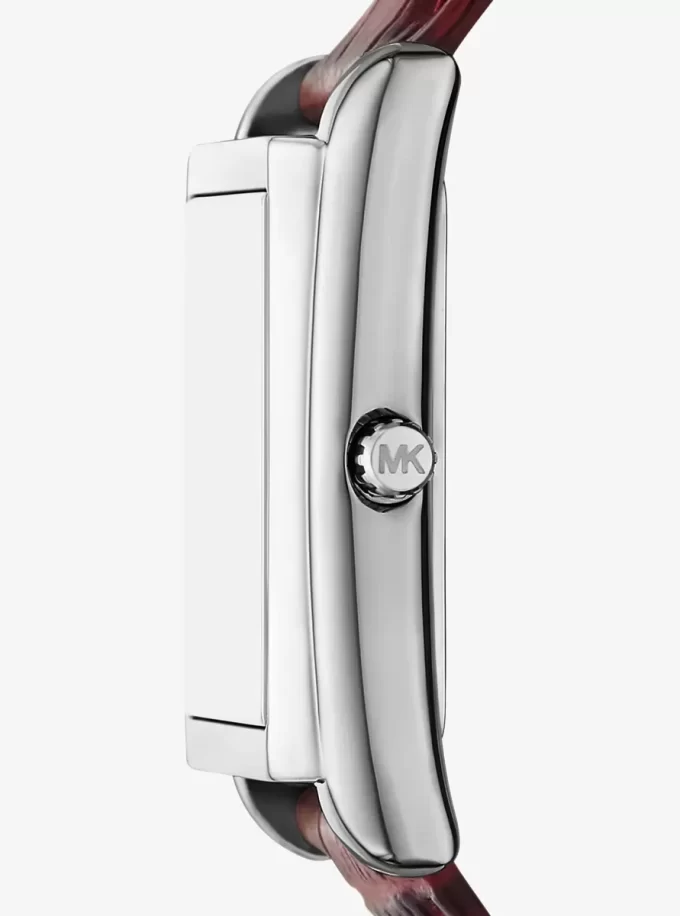 Zegarek Essex w kolorze srebrnym z tłoczoną skórą krokodyla