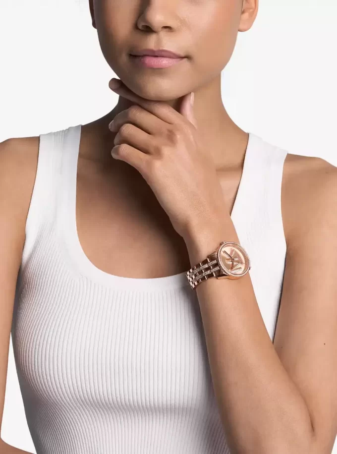 Zegarek Mini Bryant Pavé z logo w kolorze różowego złota