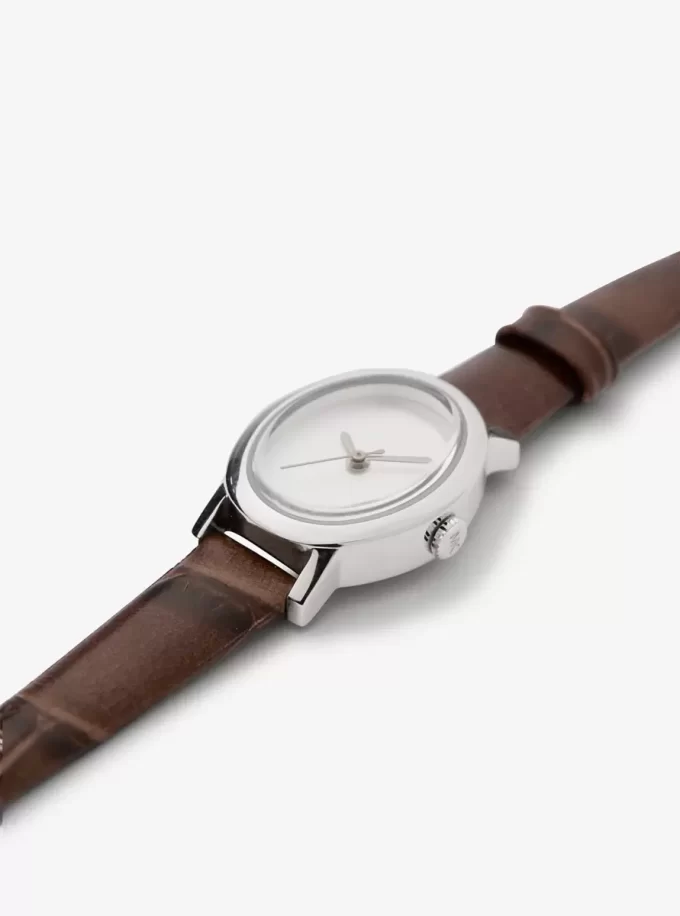 Zegarek Petite Maude w limitowanej edycji w kolorze srebrnym z tłoczoną skórą krokodyla