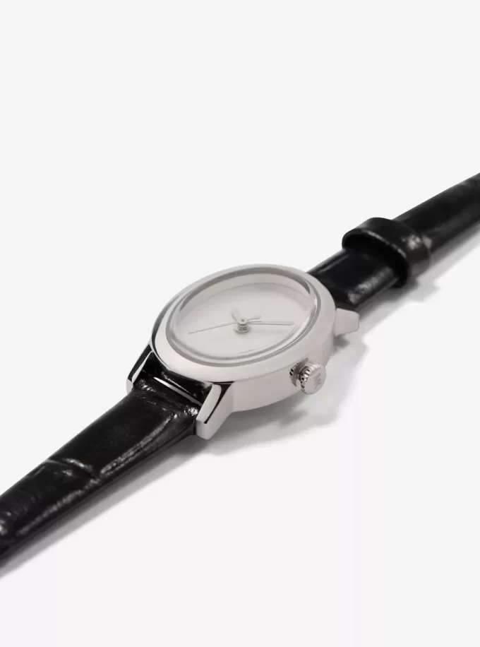 Zegarek Petite Maude w limitowanej edycji w kolorze srebrnym z tłoczoną skórą krokodyla