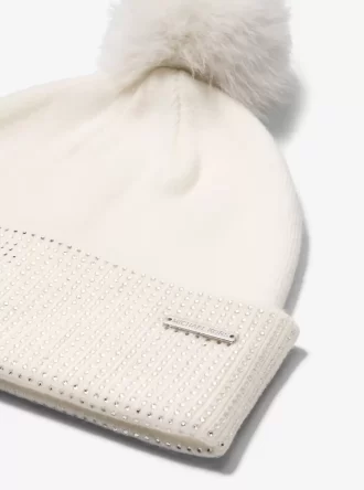 Zestaw czapki i szalika z dzianiny zdobionej