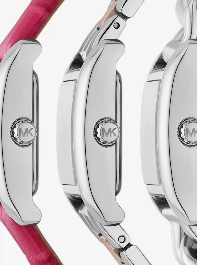 Zestaw pasków do zegarka Petite Monroe z dwukolorowej skóry z tłoczeniem krokodyla