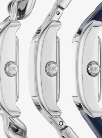 Zestaw pasków do zegarka Petite Monroe ze skóry w kolorze srebrnym i tłoczonej skóry krokodyla