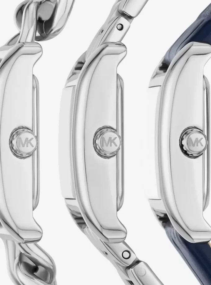 Zestaw pasków do zegarka Petite Monroe ze skóry w kolorze srebrnym i tłoczonej skóry krokodyla