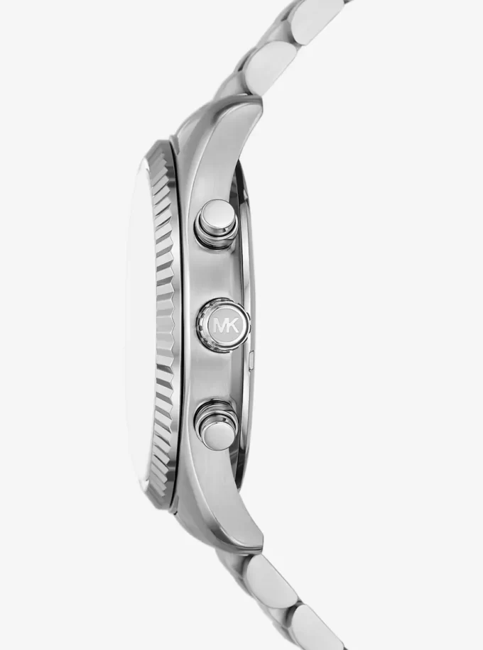 Zestaw prezentowy: duży zegarek Lexington w kolorze srebrnym i etui na karty ze skóry tłoczonej na wzór krokodyla