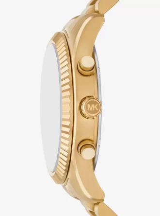 Zestaw prezentowy: duży zegarek Lexington w kolorze złotym i etui na karty ze skóry tłoczonej na wzór krokodyla