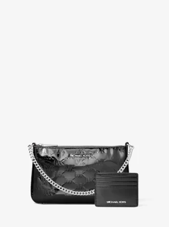 Zestaw prezentowy Jet Set z wytłoczonym logo patentowym i etui na karty