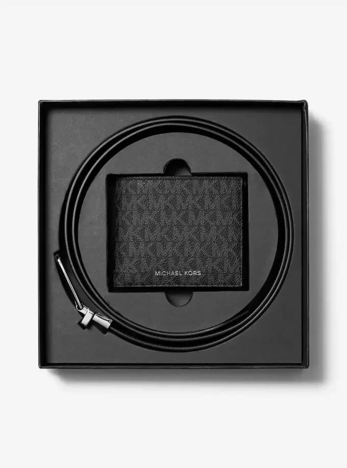 Zestaw prezentowy składający się z portfela i paska z logo Signature