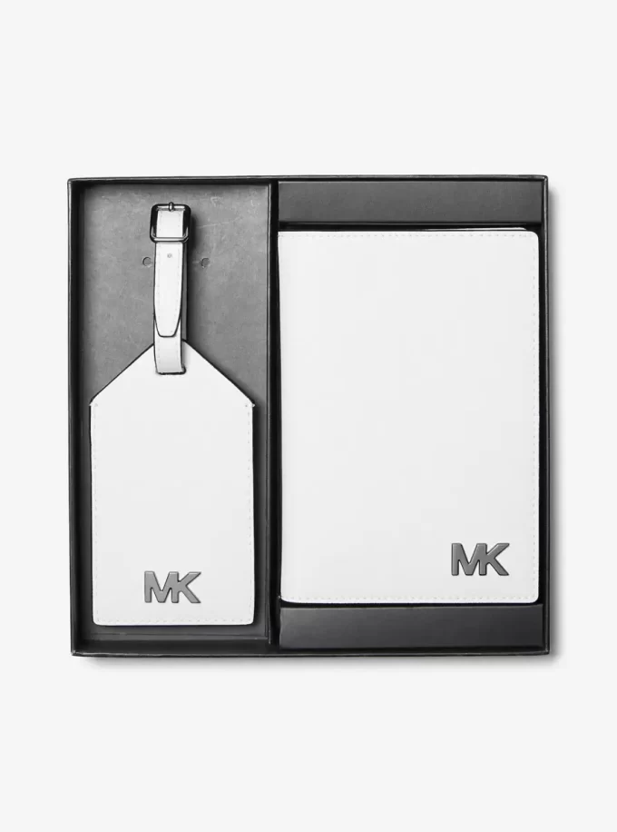 Zestaw prezentowy: skórzany pokrowiec na paszport i zawieszka do bagażu Cooper Saffiano