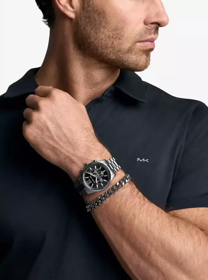 Zestaw prezentowy z zegarkiem i bransoletą Lexington w kolorze gunmetal o dużym rozmiarze